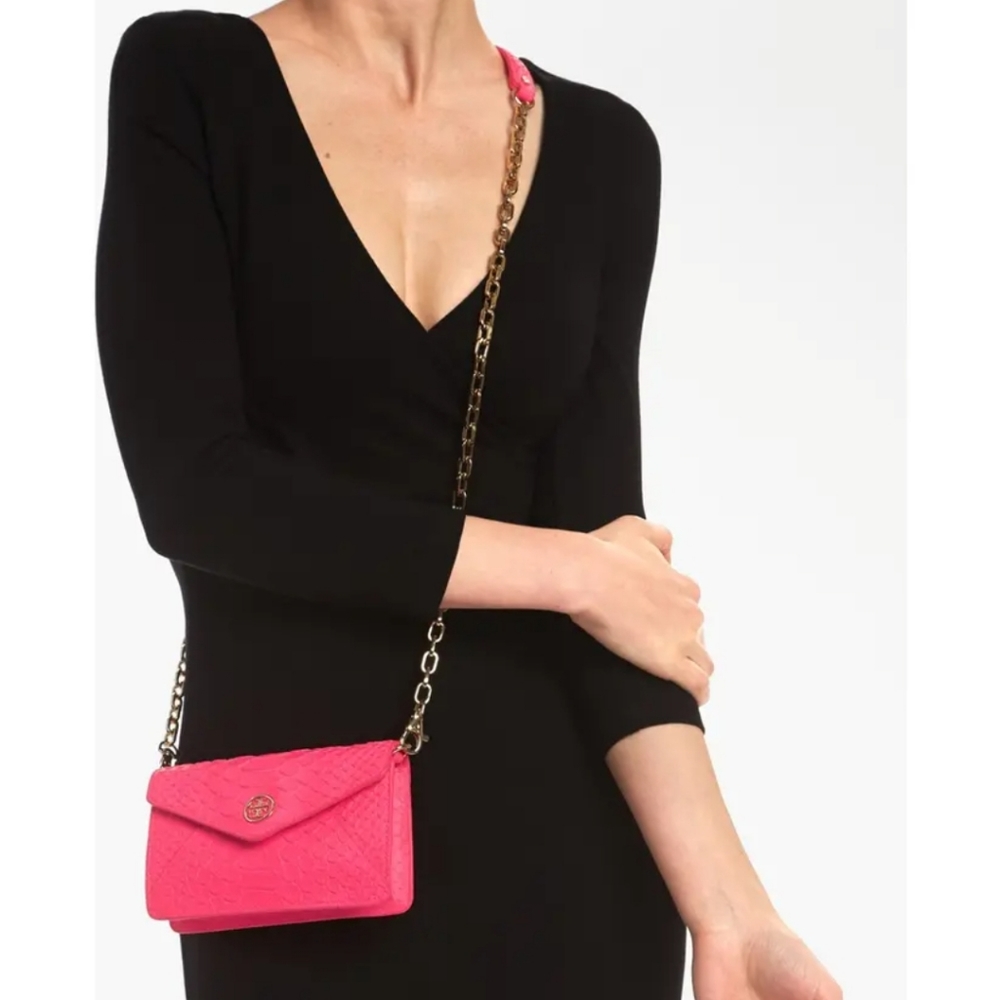Tory Burch Neon Pink Snake Crossbody Bag